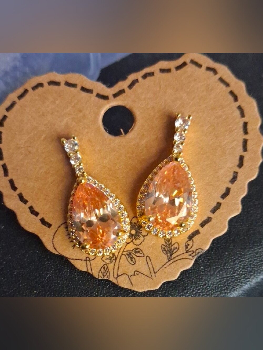 $8 Each Or Bundle 5/$20 Gold-Tone Peach Teardrop Crystal Earrings